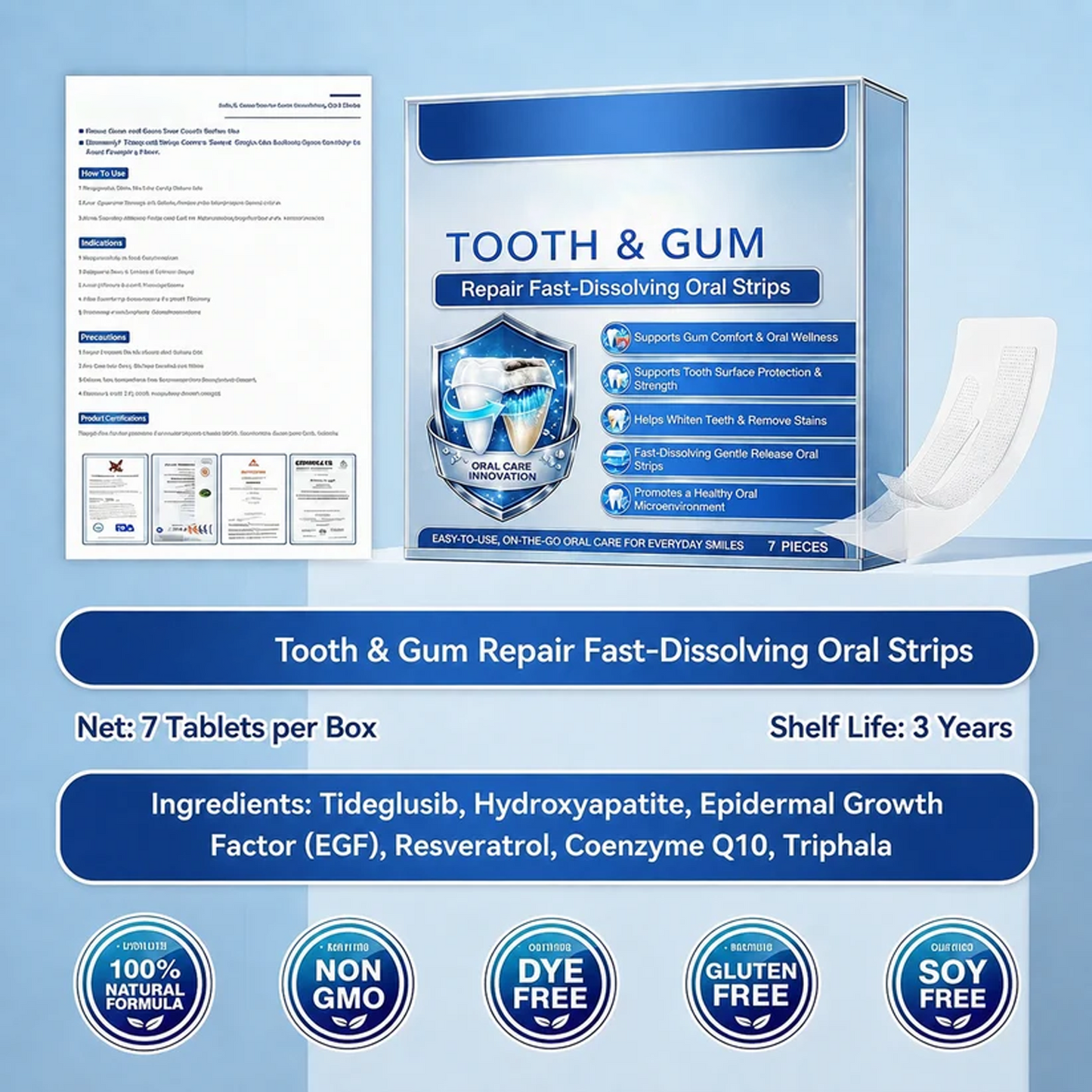 🦷 Fast-Dissolving Tooth & Gum Care Oral Strips – Daily Oral Wellness Support✨